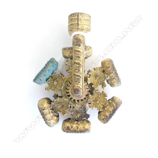 VICTORIAN GILT METAL SIX WAX SEAL WHEEL all intaglio cut with different crests/motos