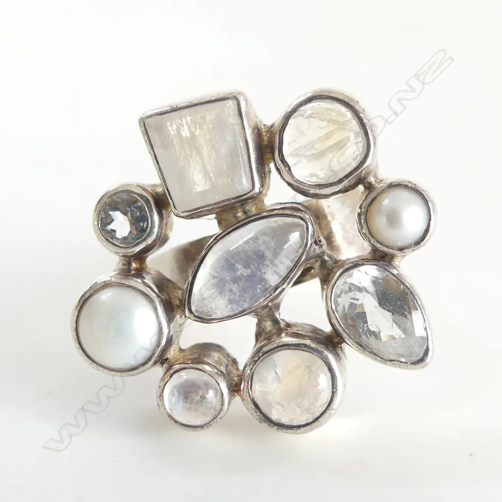 S/SILVER MOONSTONE RING WEIGHT 16.7GRMS Image 1++