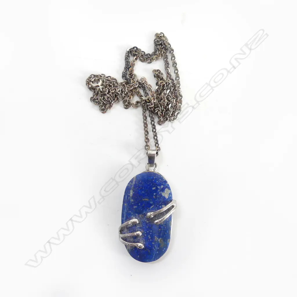 S/SILVER LAPIS LAZULI PENDANT ON CHAIN  Image 1++