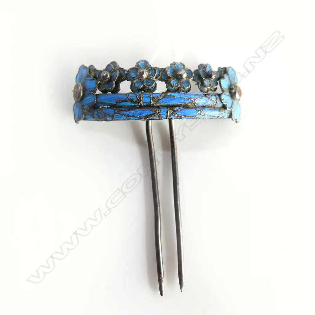 CHINESE SILVER KINGFISHER HAIR PIN W.35mm Image 1++