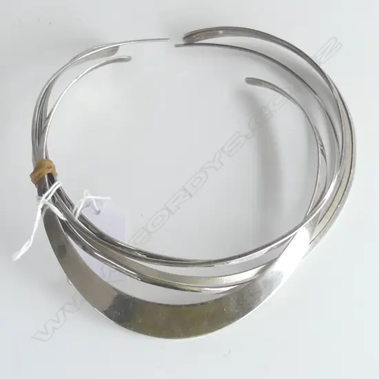3 MODERN SILVER CHOKER NECKLETS 83gms