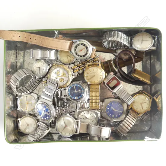 TIN w. 17 ASST. VINTAGE MENS WRIST WATCHES