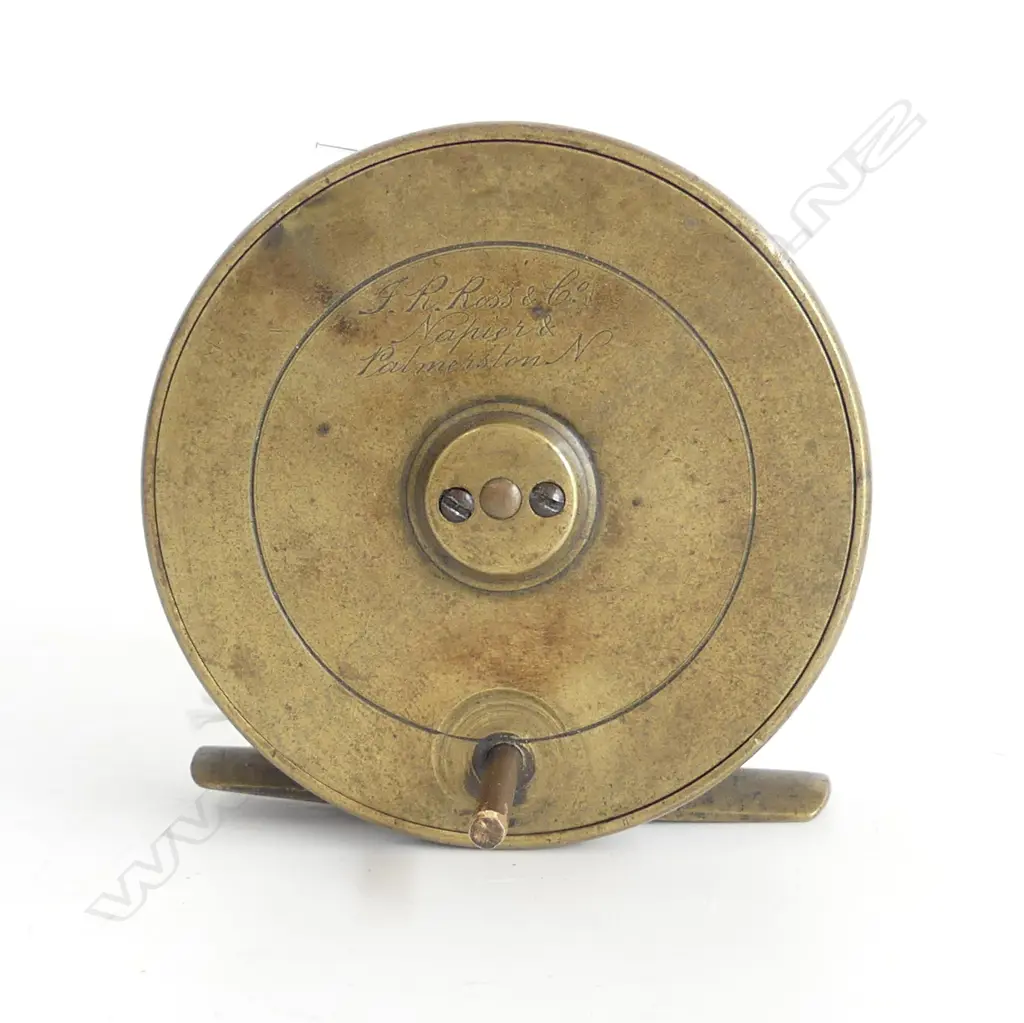VINTAGE BRASS FRESH WATER FISHING REEL BY JR ROSS & CO  NAPIER DIA80MM Image 1++