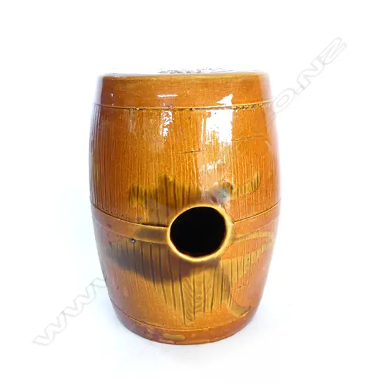 Alan Pye: LIQUOR BARREL made & branded Bridge Fishing Lodge Turangi NZ with leaping trout