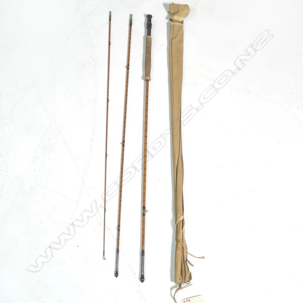 'RARE' JOE FROST GEM 10' 3 PIECE SPLIT CANE TROUT ROD with lockfast joints, bag 1100mm. In good condition circa 1950 Image 1++