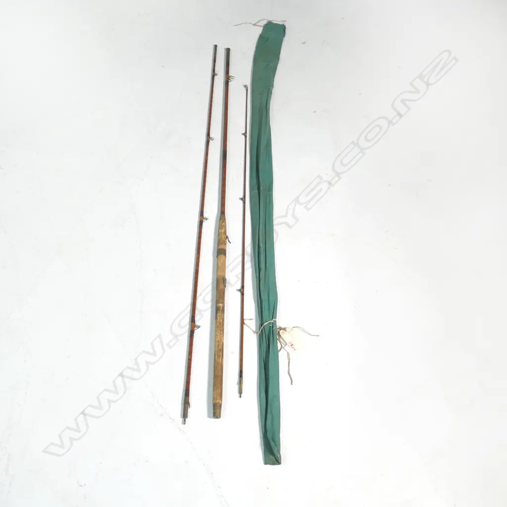 3 PIECE SPLIT CANE SALMON ROD w steel center Image 1++