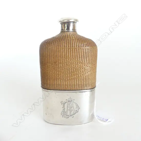 STG SILVER FLASK LONDON 1867 H.170mm ALLEGEDLY ED SARAH BERNHARDT POET - LID DENTED