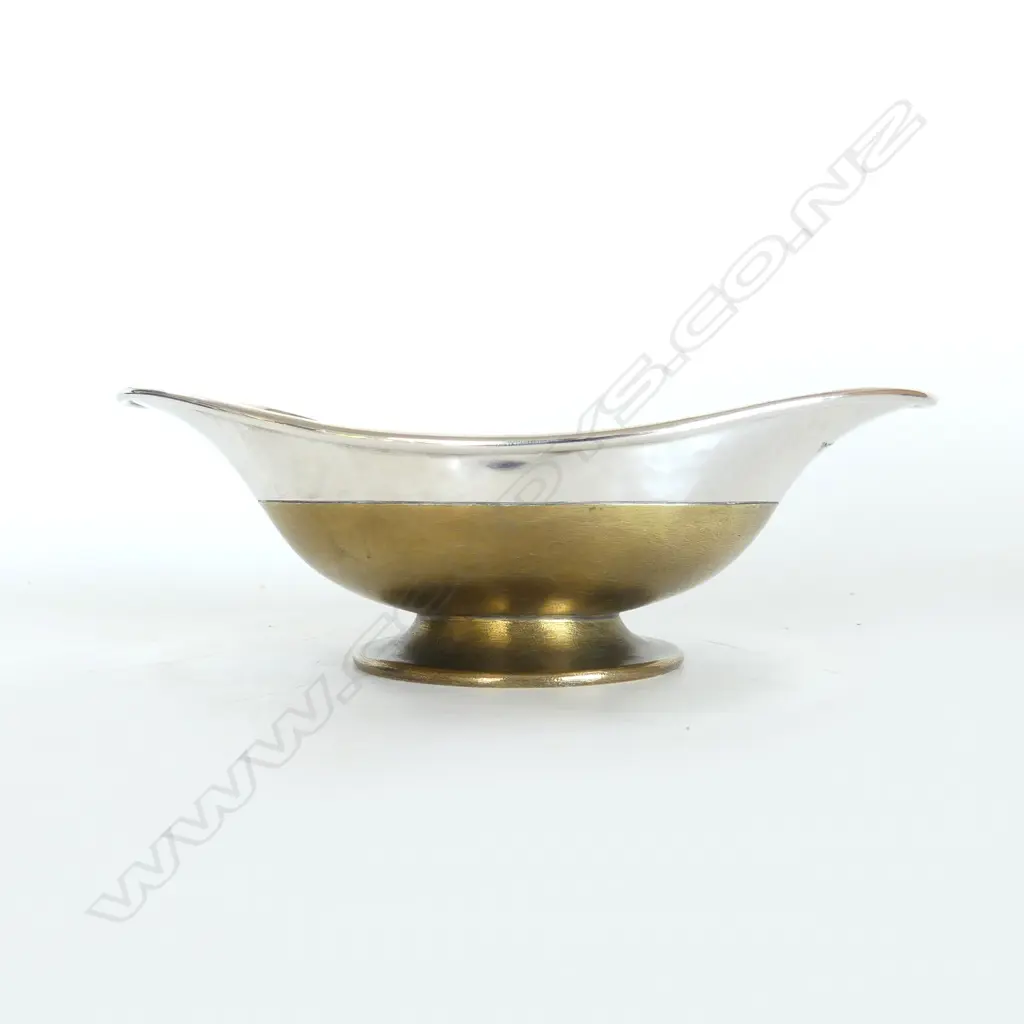 PETER WOODS DISH, BRASS BASE & SILVER TOP W.185mm 217gms Image 1++