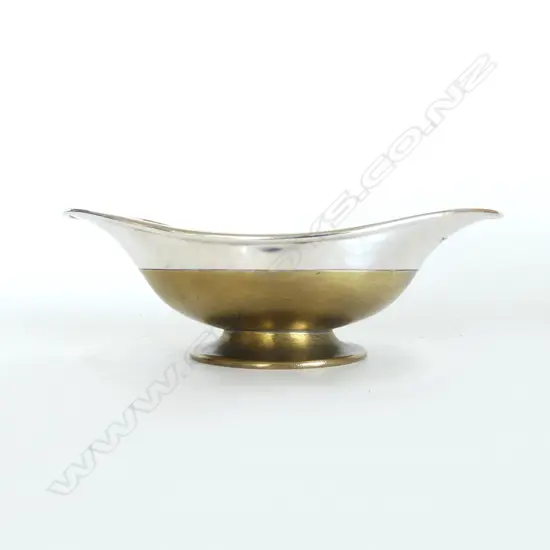 PETER WOODS DISH, BRASS BASE & SILVER TOP W.185mm 217gms