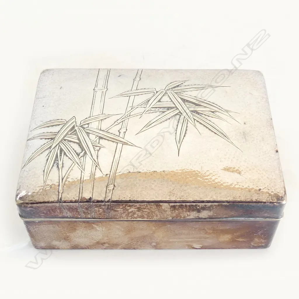 STG SILVER BOX LID w. BAMBOO DECORATION 110x80x45mm Image 1++