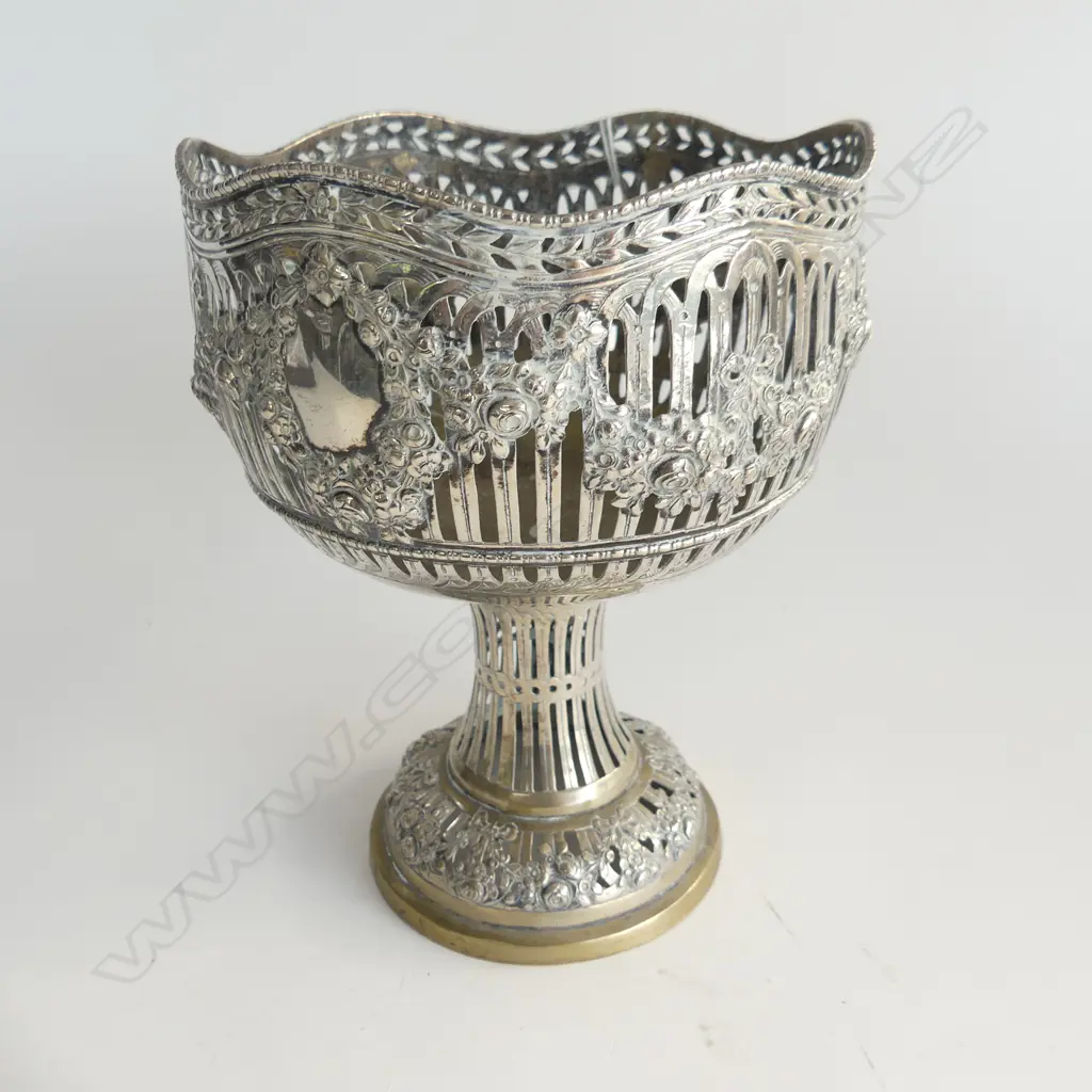 800 SILVER STEMMED BASKET NO LINER 407GRMS Image 1++