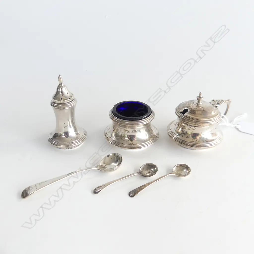 STG SILVER CONDIMENT SET B'HAM 69gms, CASED  Image 1++