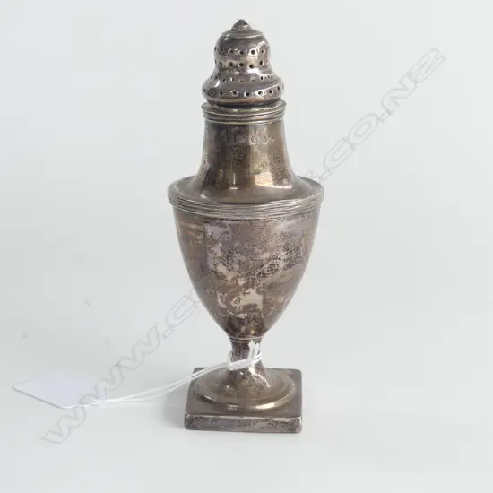 GEO S/SILVER SUGAR CASTER,  BOTTOM WEIGHTED, H140MM