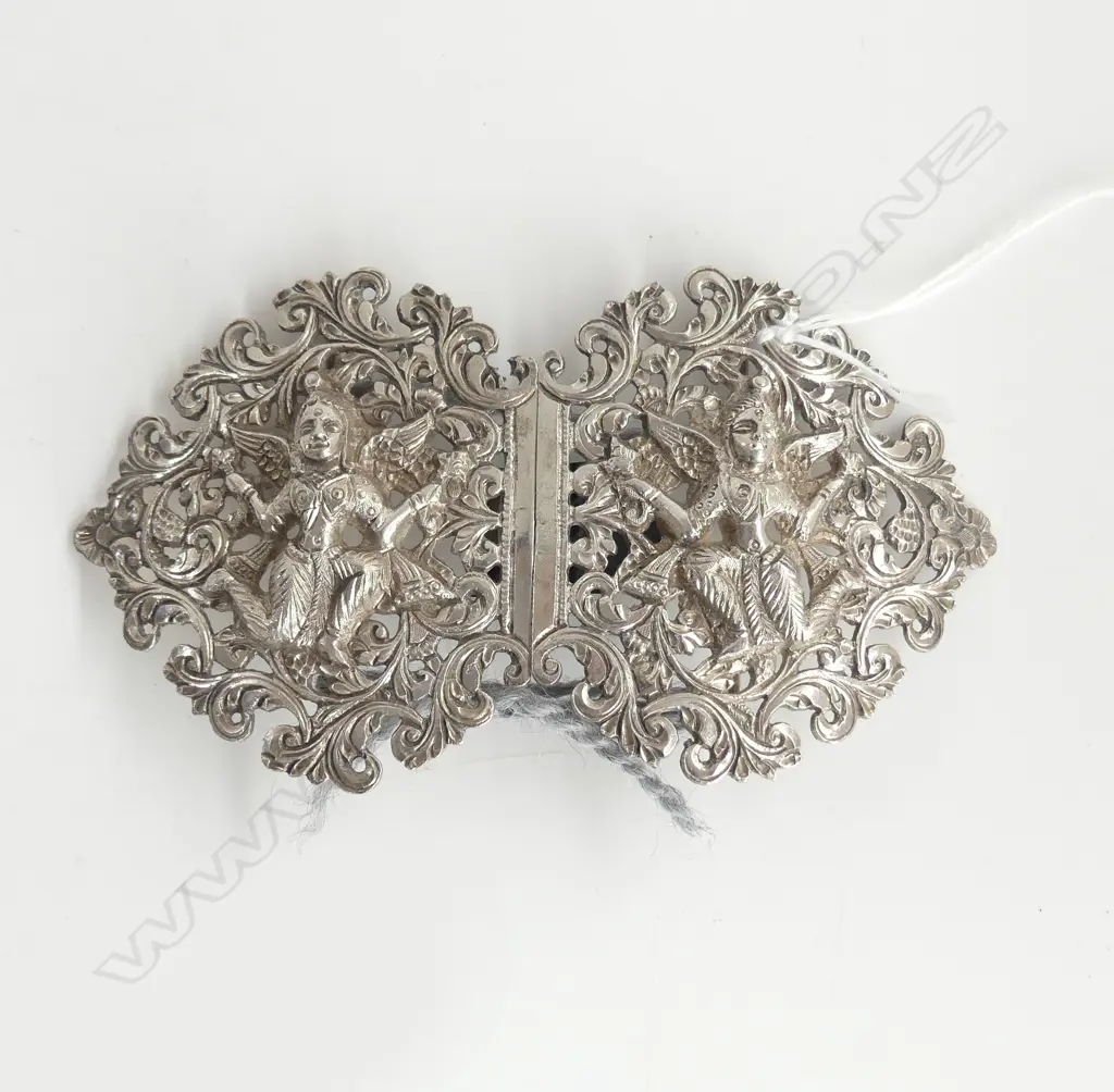 VINTAGE HIGH QUALITY INDIAN SILVER ORNATE BELT BUCKLE Image 1++