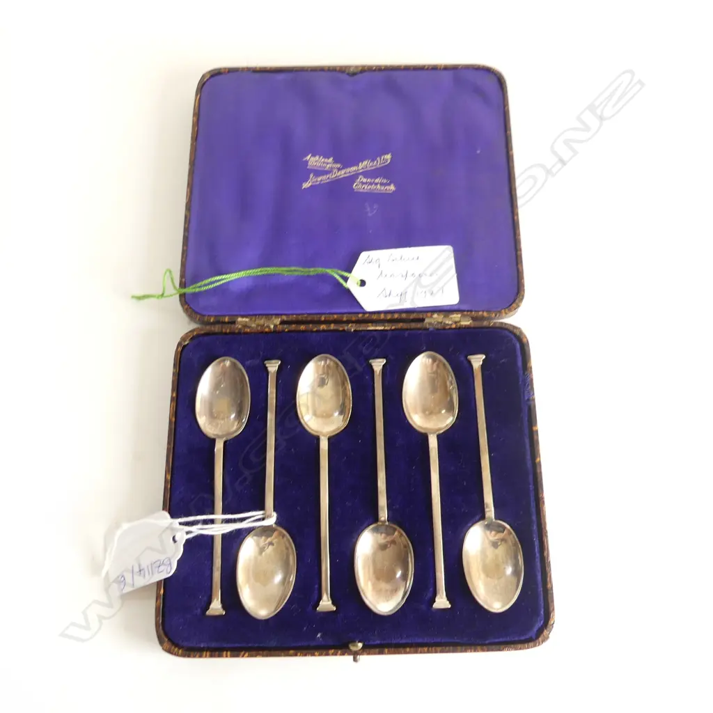 CASED SET OF 6 STG SILVER TEASPOONS, SHEFFIELD 1927 41gms Image 1++