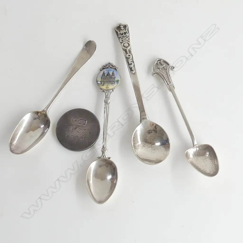 .999 SILVER 1oz INGOT + 3 SILVER SPOONS 90gms total Image 1++