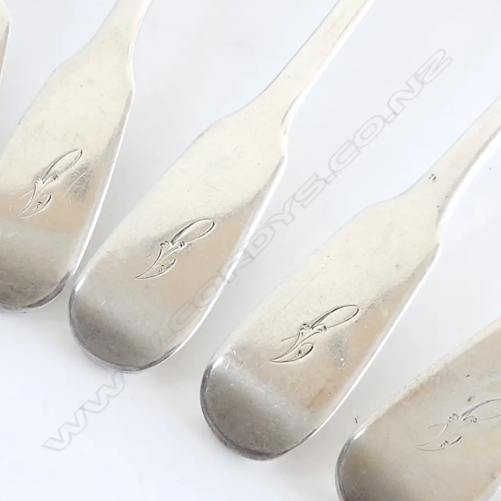 6 STG SILVER SPOONS, LONDON 5x1828, 1x1826 127gms Image 1++