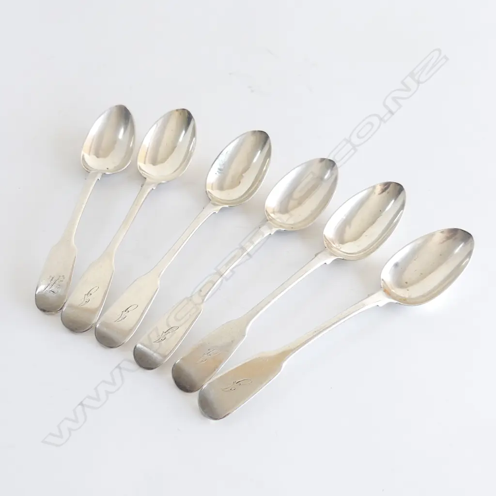 6 STG SILVER SPOONS, LONDON 5x1828, 1x1826 127gms Image 1++