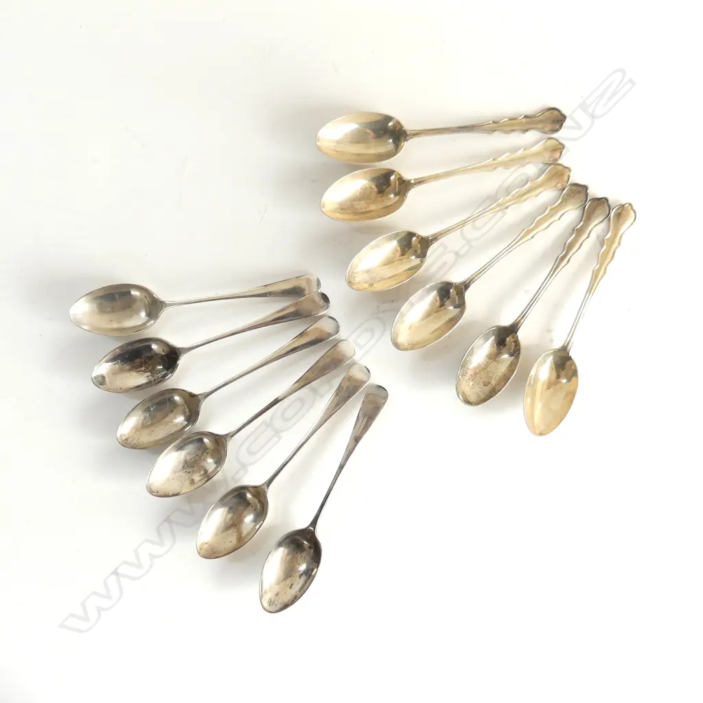 2 SETS OF 6 HALLMARKED STG SILVER TEASPOONS, 117gms Image 1++