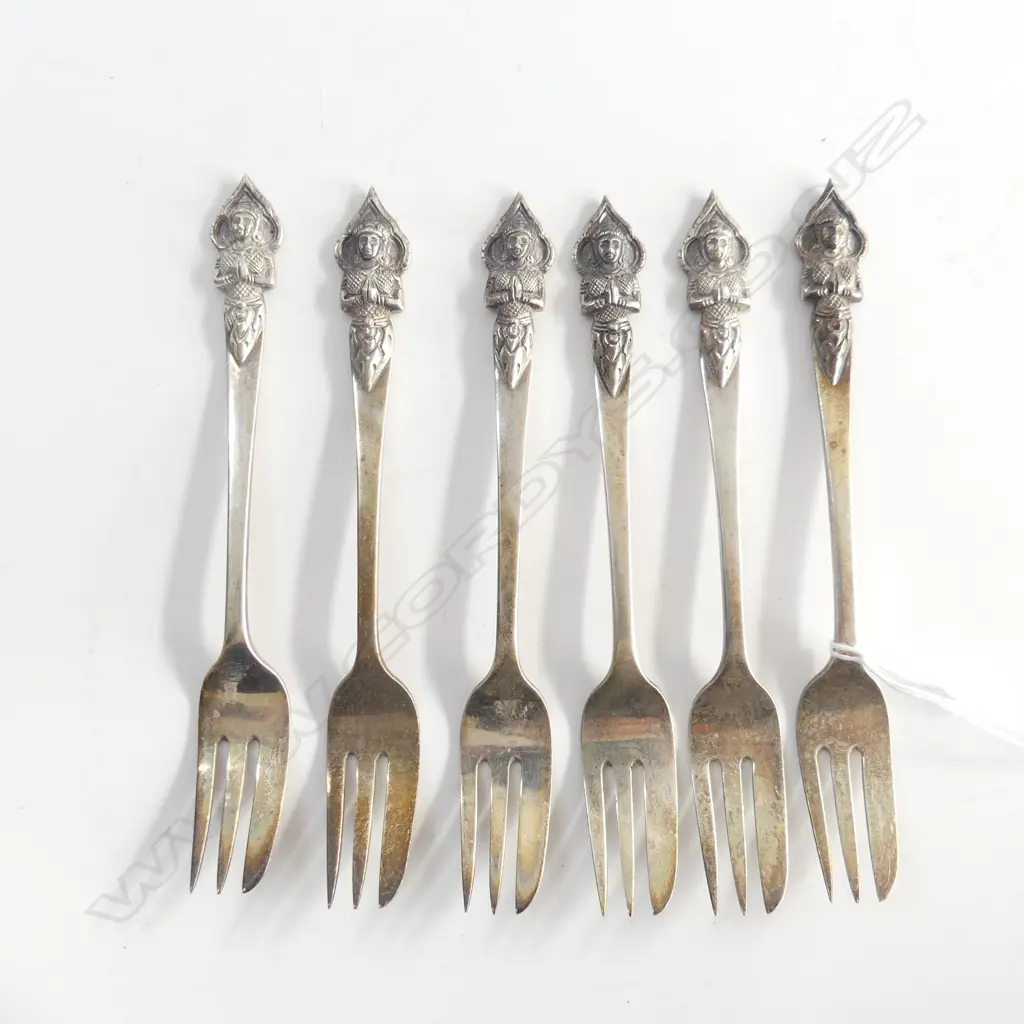 6 THAI STERLING CAKE FORKS 93gms Image 1++