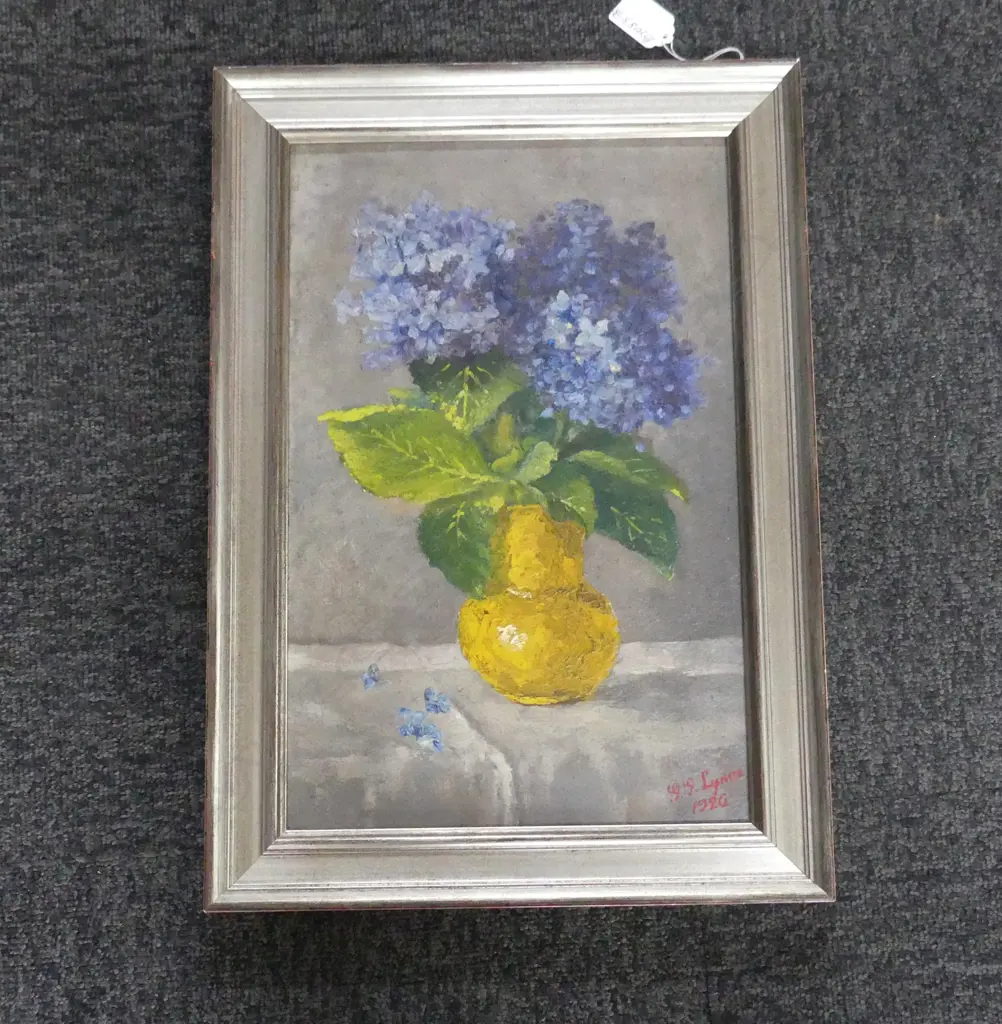GG LYNES, 'HYDRANGEA' OIL ON BOARD, SIGNED & DATED 1926, 370 x 2400mm Image 1++