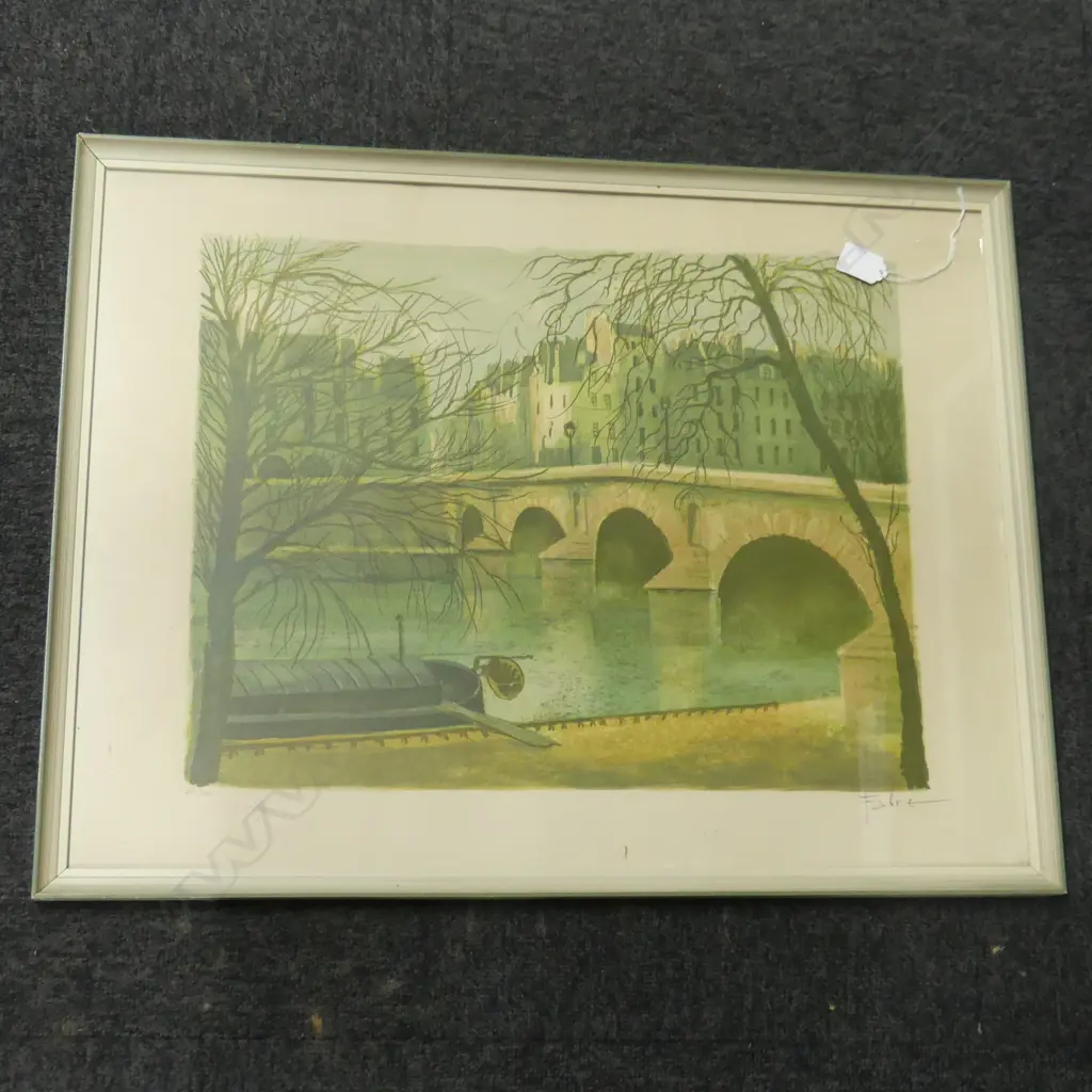 FABRE PRINT 'MARIE BRIDGE SEINE' LITHOGRAPH XVII/XXV 485x635mm Image 1++