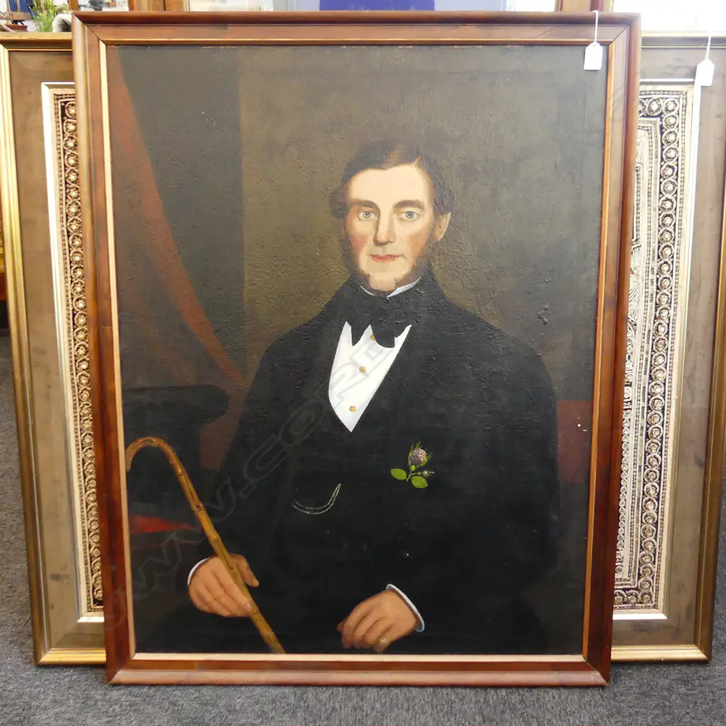 19thC OIL OF A GENT IN FORMAL ATTIRE canvas laid on board 955 x 725mm Image 1++
