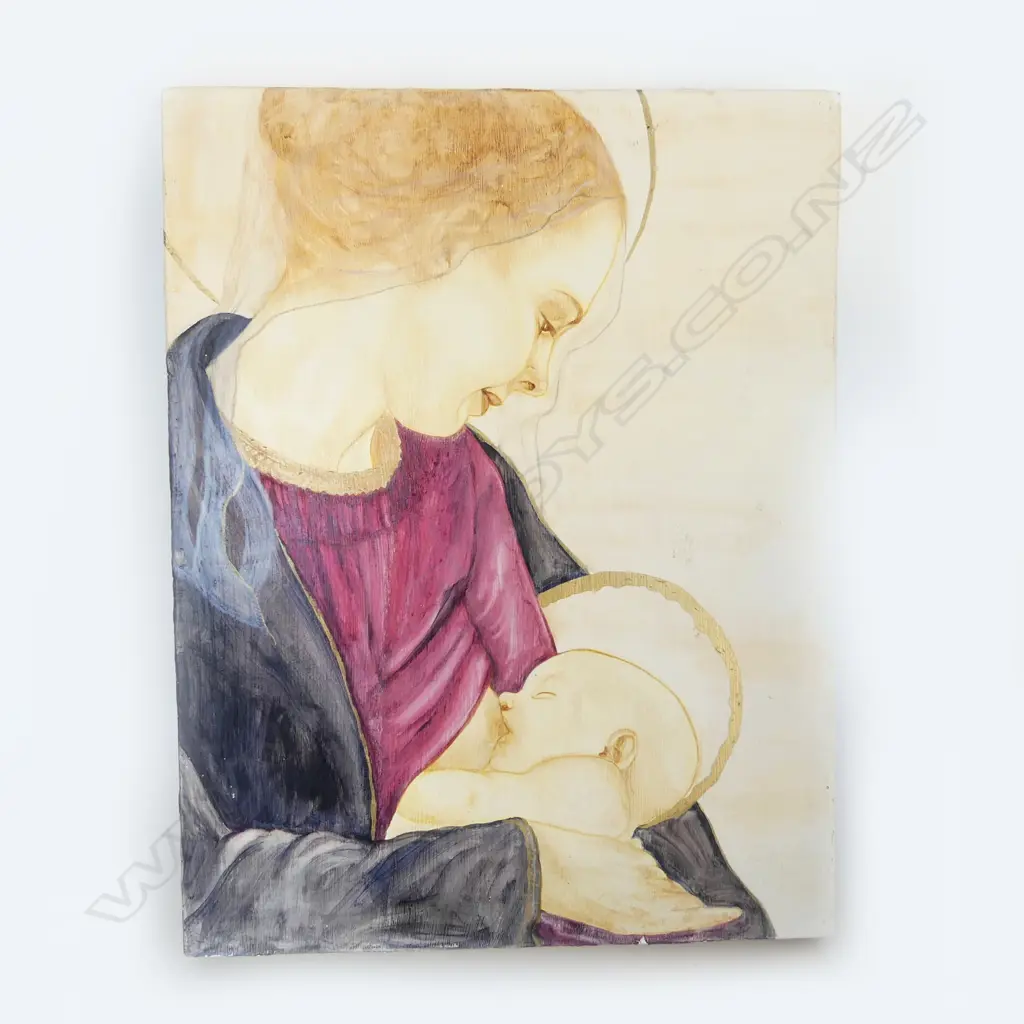 MARIA BATIZ, MADONNA & CHILD, ACRYLIC ON BOARD 450x350mm Image 1++