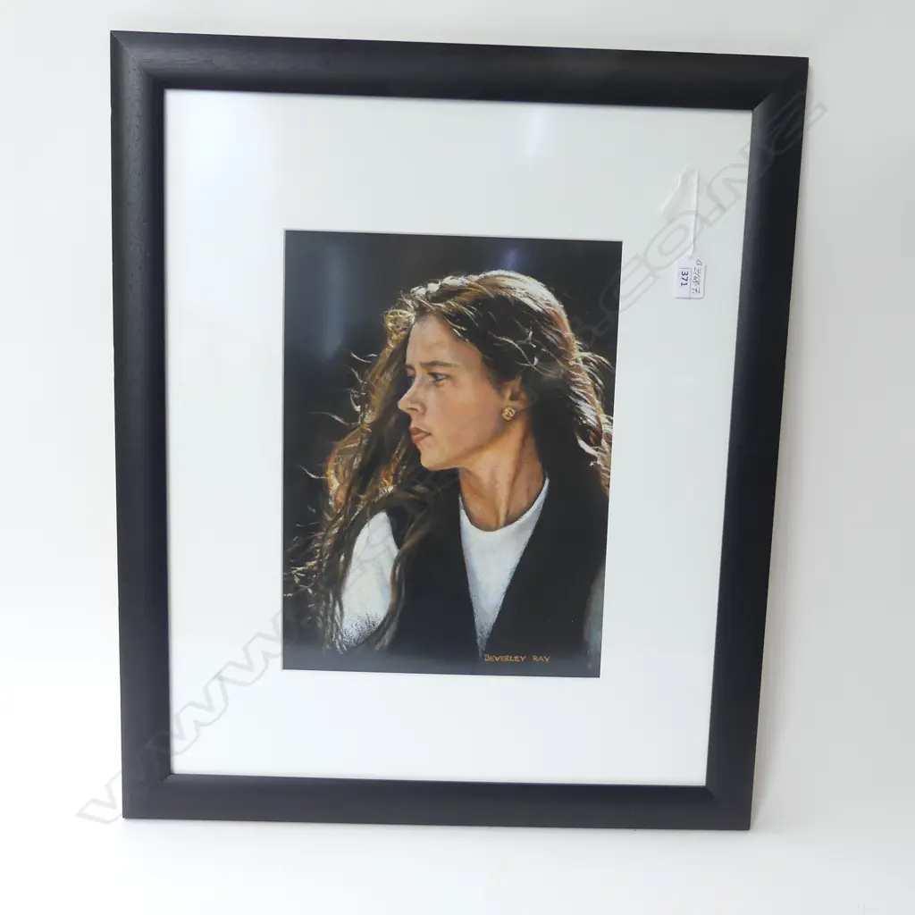 BEVERLEY RAY PASTEL PORTRAIT young woman in the sun Signed 375 x 275mm Image 1++