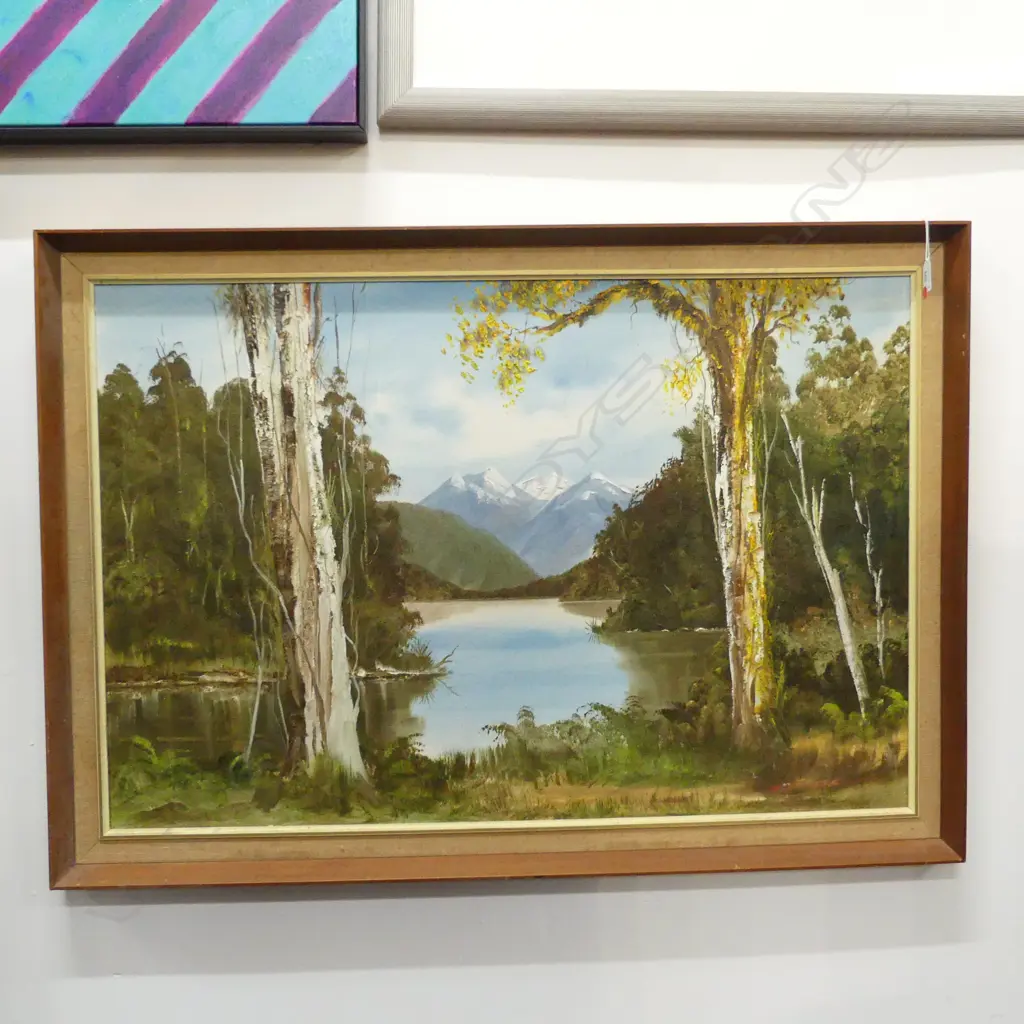 MICHAEL FINNERTY OIL ON BOARD LAKE MOERAKI 590 X 885mm signed. Entitled verso Image 1++