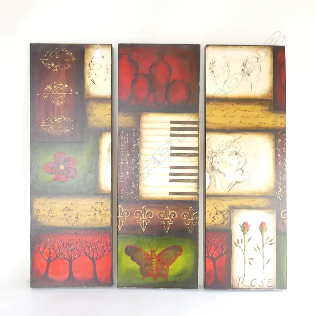 LYNDY WILSON 'CONTEMPLATION' ACRYLIC TRIPTYCH 760 X 765mm  Image 1++