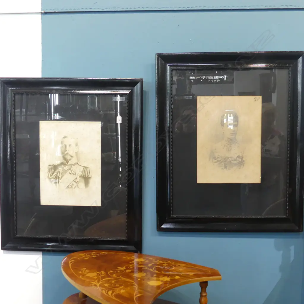 PR FRAMED PRINTED PHOTOS, PRINCE OF WALES (GEORGE V) & WIFE MARY. ORIGINAL SIGNATURES. 420x320mm Image 1++