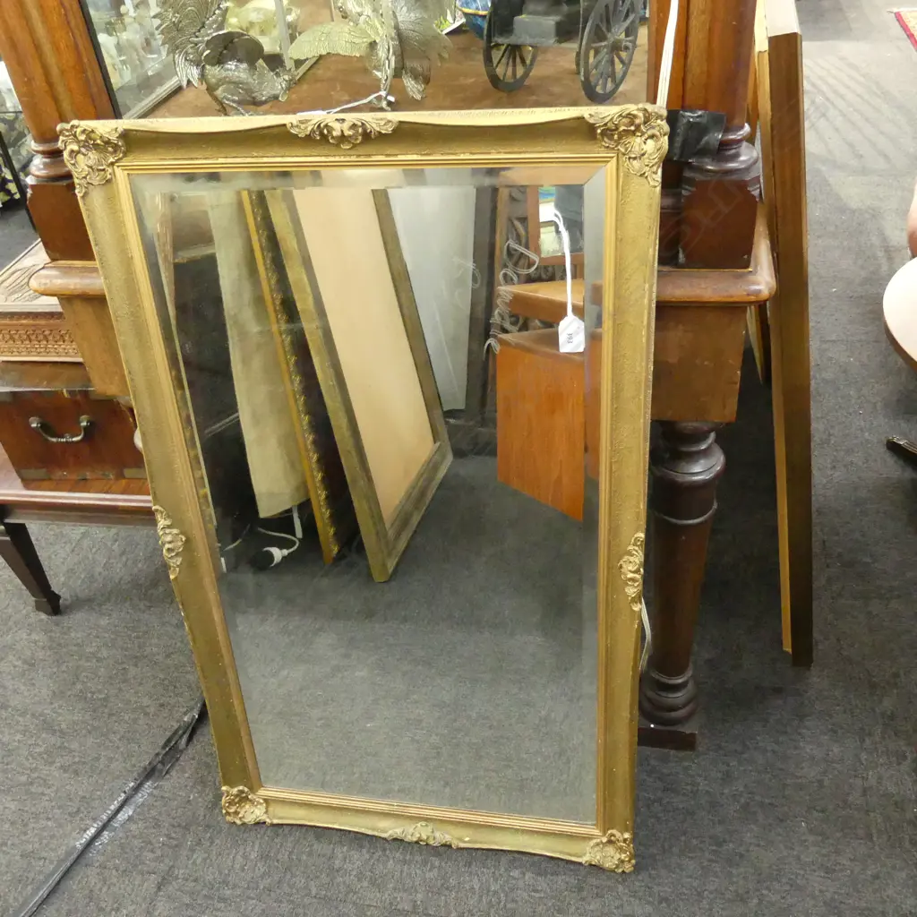 VINTAGE WALL HANGING MIRROR SCROLLED GOLD FRAME Image 1++