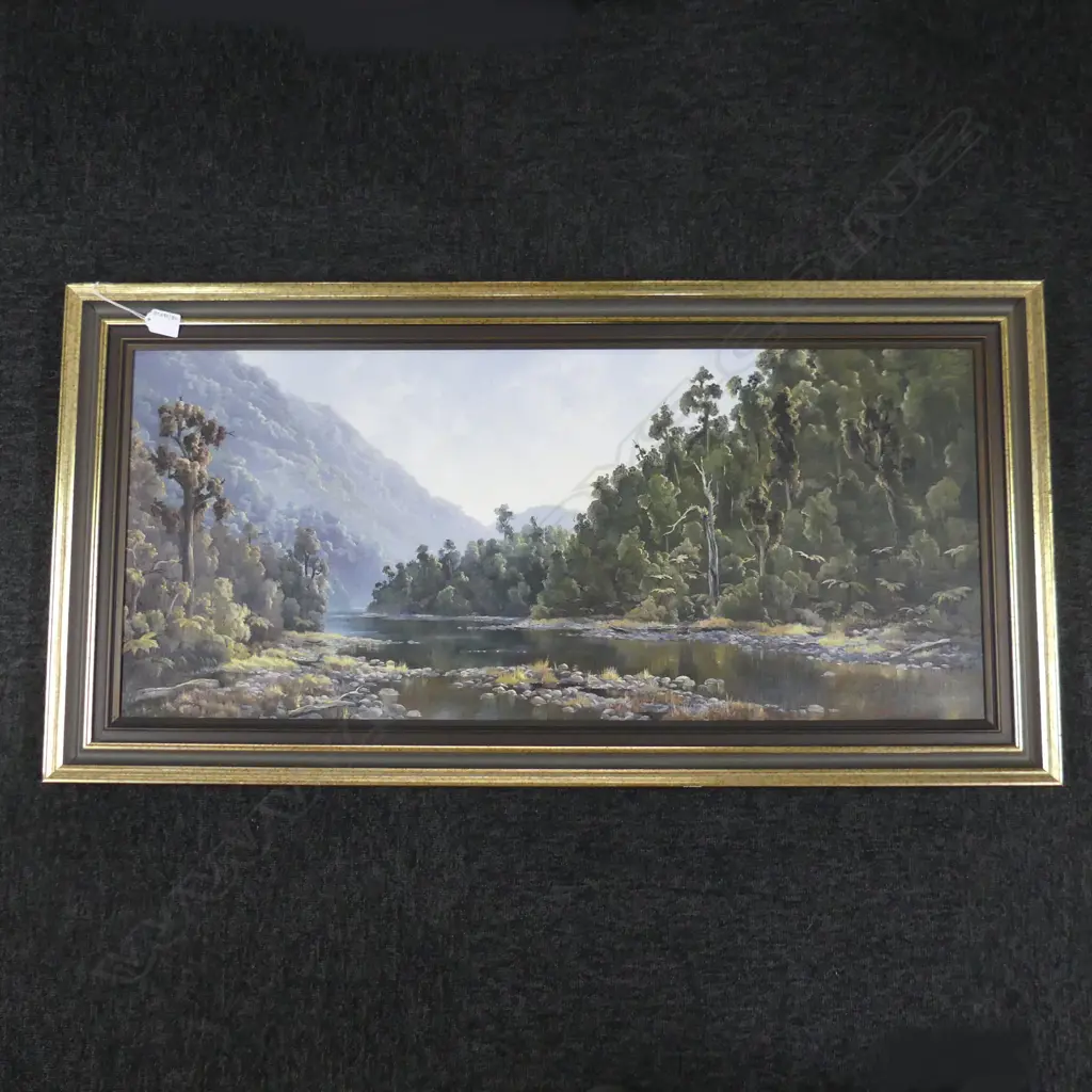 OIL DAWN IN THE MOTU HILLS WAIAUA RIVER BY DAVID LEWIS L1030MM H510MM Image 1++