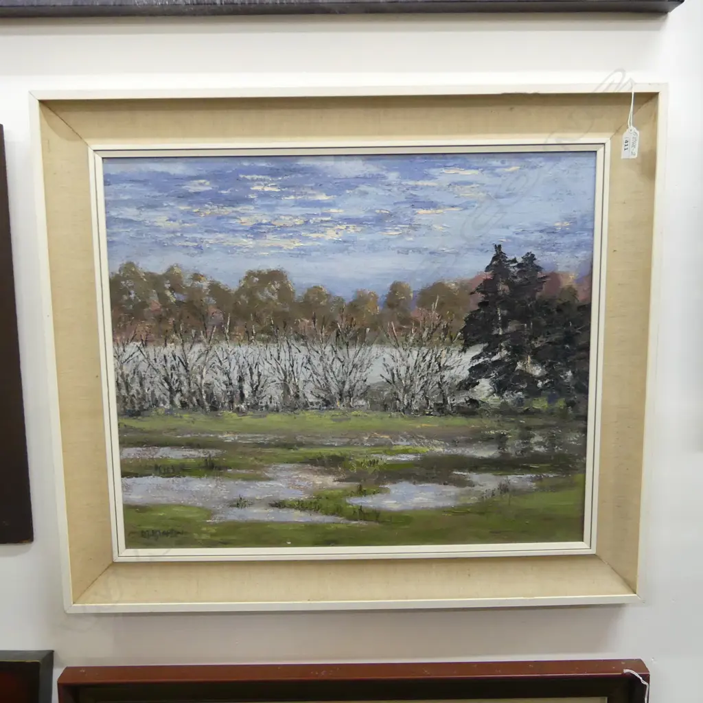 MARGE MARTIN OIL PAINTING 'AFTER THE RAINS' 495 X 595mm signed. Labelled verso Image 1++