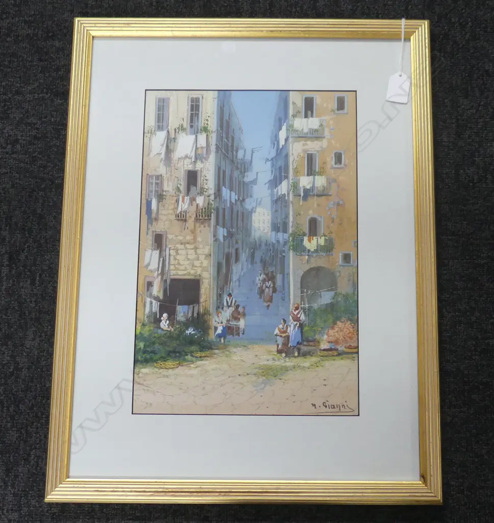 ITALIAN W/C SORENTO STREET SCENE BY M GAINNI  H540MM L410MM Image 1++