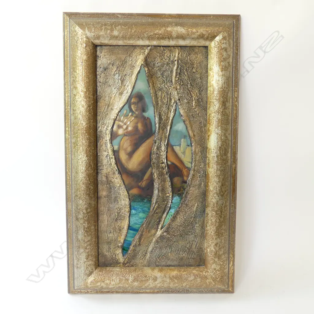 HAYLEY BROWN artwork ACRYLIC & GLASS ON BOARD 'PRIVATE' signed entitled & detailed verso 585 x 285mm well framed Image 1++