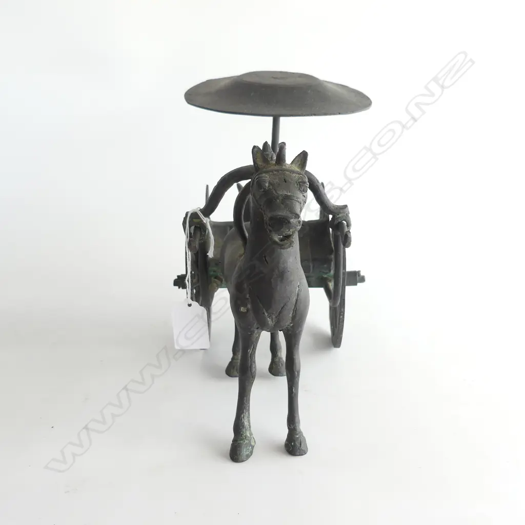 CHINESE BRONZE HORSE & CHARRIOT H250MM L270MM Image 1++