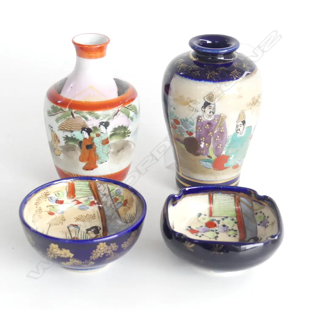 FOUR OLD JAPANESE SATSUMA PIECES Image 1++