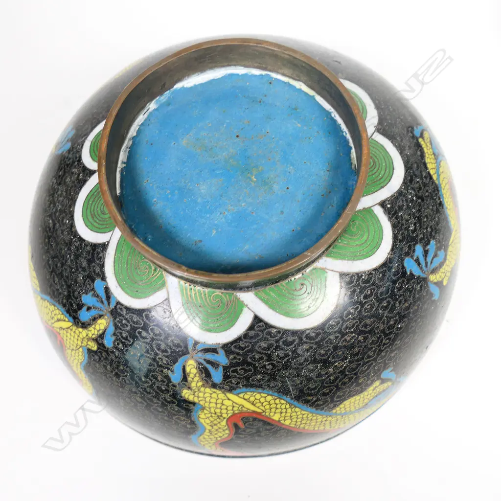 Two c1900-1920 Chinese yellow dragon cloisonné pieces, Image 1++