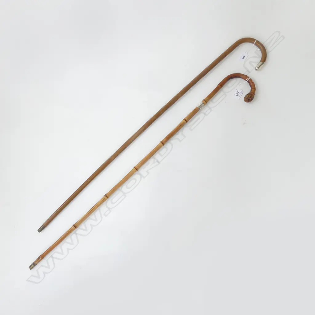 2 ANTIQUE WALKING STICKS w. STG TRIM L.900mm Image 1++