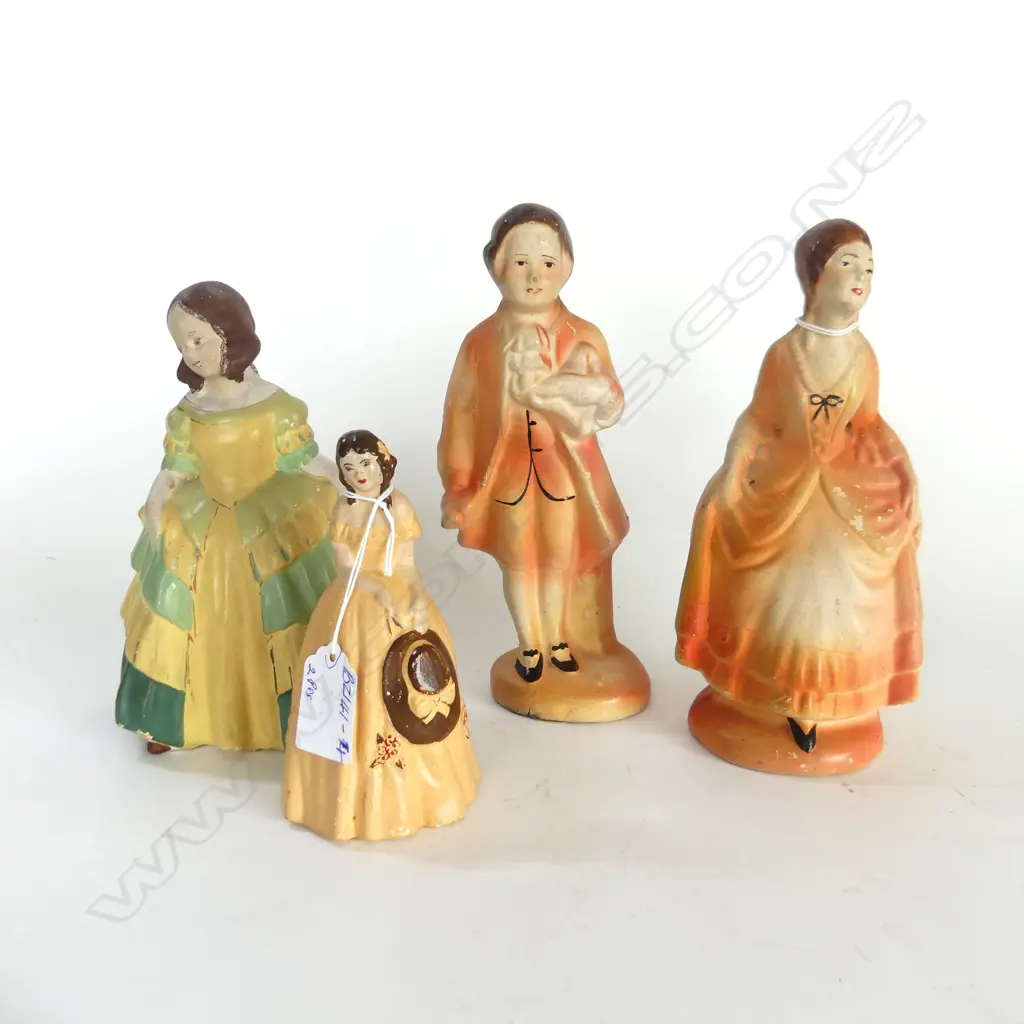 4 PCS; PR SPARTAN FIGURES IN VICTORIAN COSTUME. H.200mm & PR SPARTAN CRINOLINE LADIES. Tallest H.180mm Image 1++