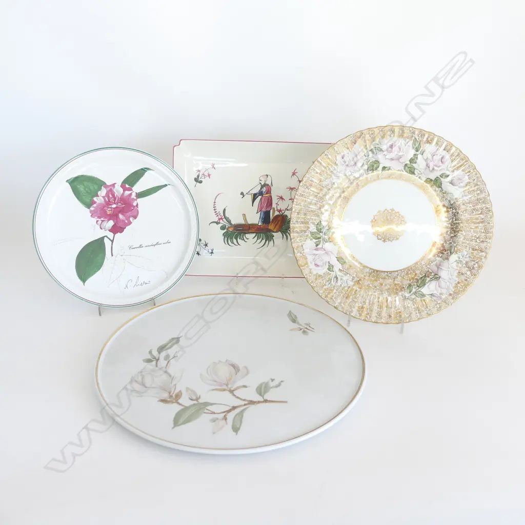4 PLATES; HUTSCHENREUTHER 325mm dia, PARAGON, VILLEROY & BOCH RECTANGULAR 210x285mm & BOXED CAMELLIA 235mm dia Image 1++