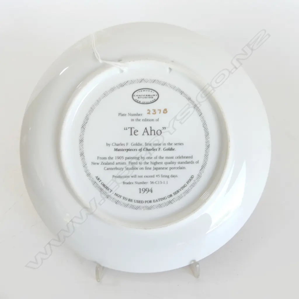 'TE AHO' TEMUKA, CANTERBURY STUDIOS LTD ED PLATE reproduced from the 1905 Charles F. Goldie painting  Image 1++