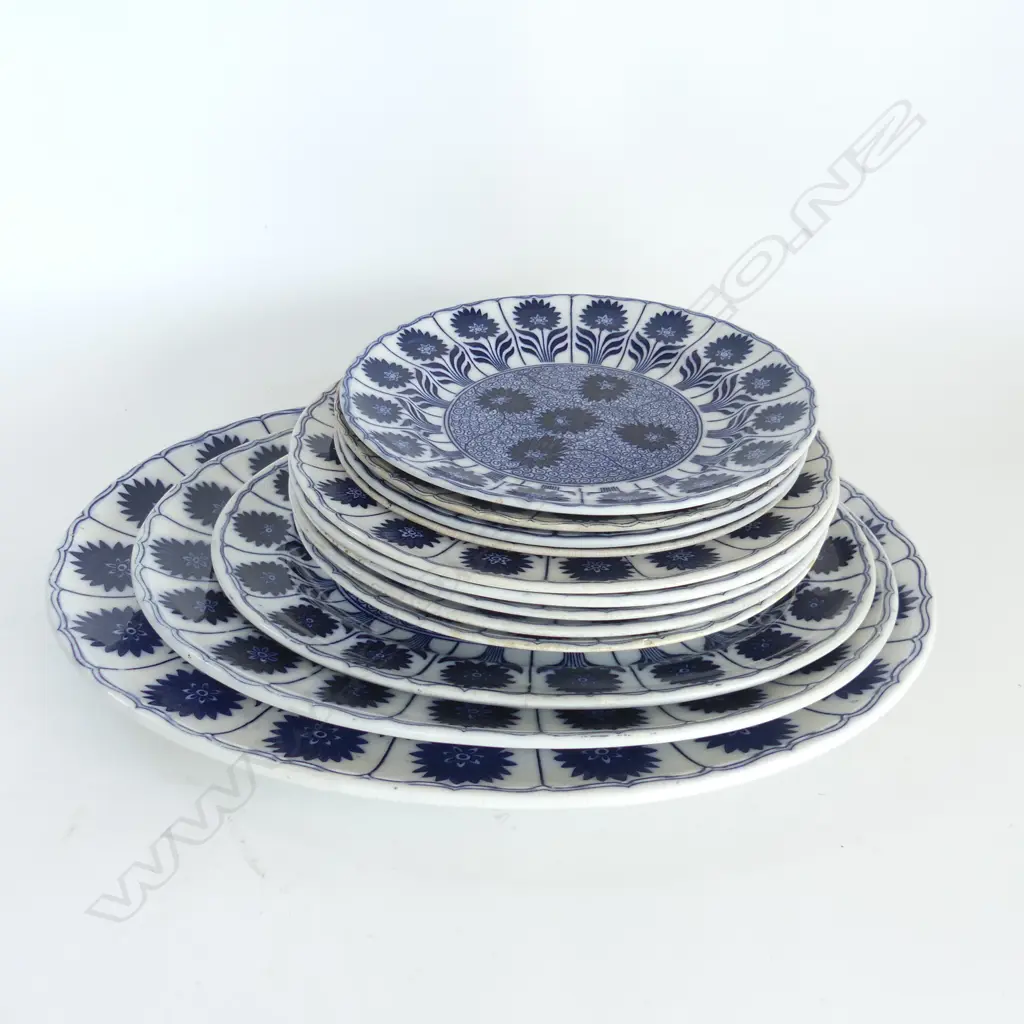 3 MINTON CHINA FLOW BLUE SHETS 4 DINNER PLATES & 5 SOUPS DIA270MM Image 1++