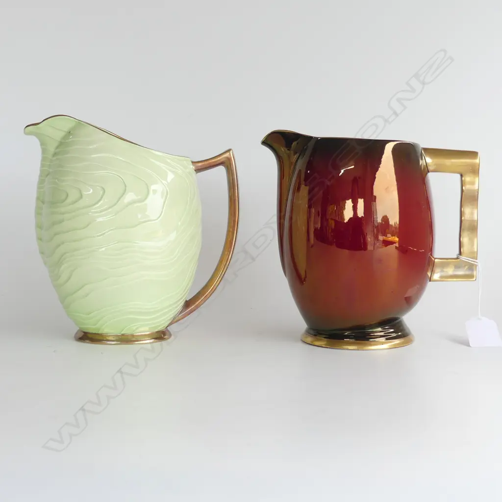 2 CARLTON WARE JUGS; GREEN + ROUGE ROYAL H.180mm Image 1++