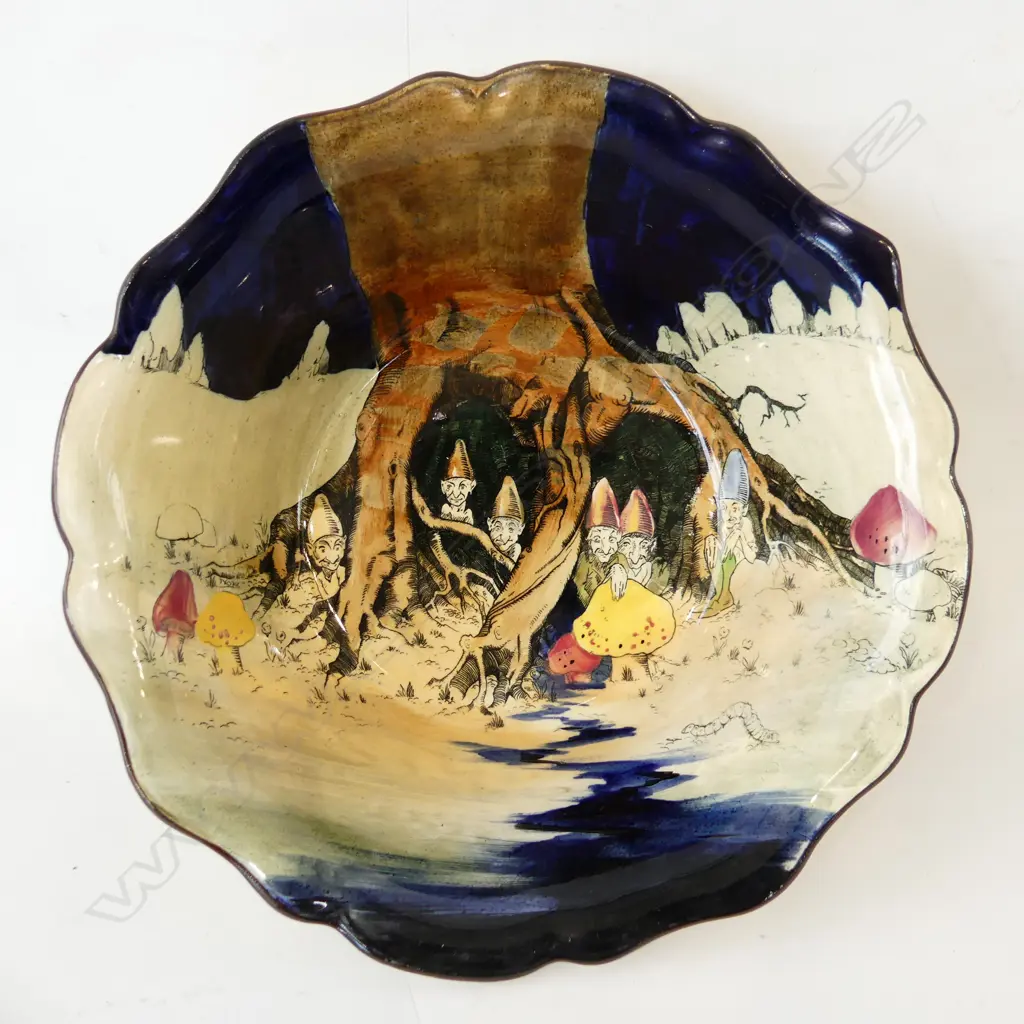 LARGE ROYAL DOULTON GNOMES BOWL. PROFESSIONAL REPAIR TO RIM. Dia. 255 H. 80mm Image 1++