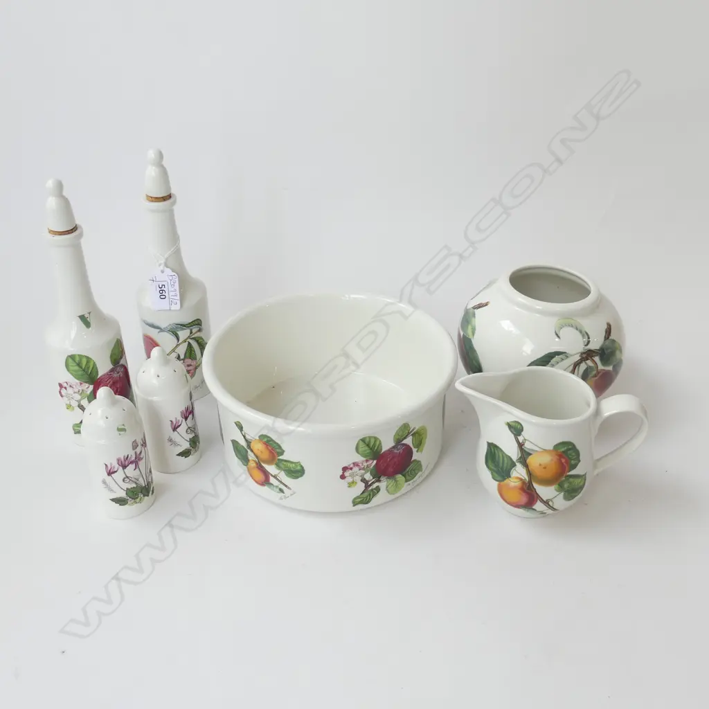 7 PCES PORTMEIRION; SOUFFLE DISH 200mm dia, VASE, JUG, PR BOTTLES, SALT & PEPPER (AF) Image 1++