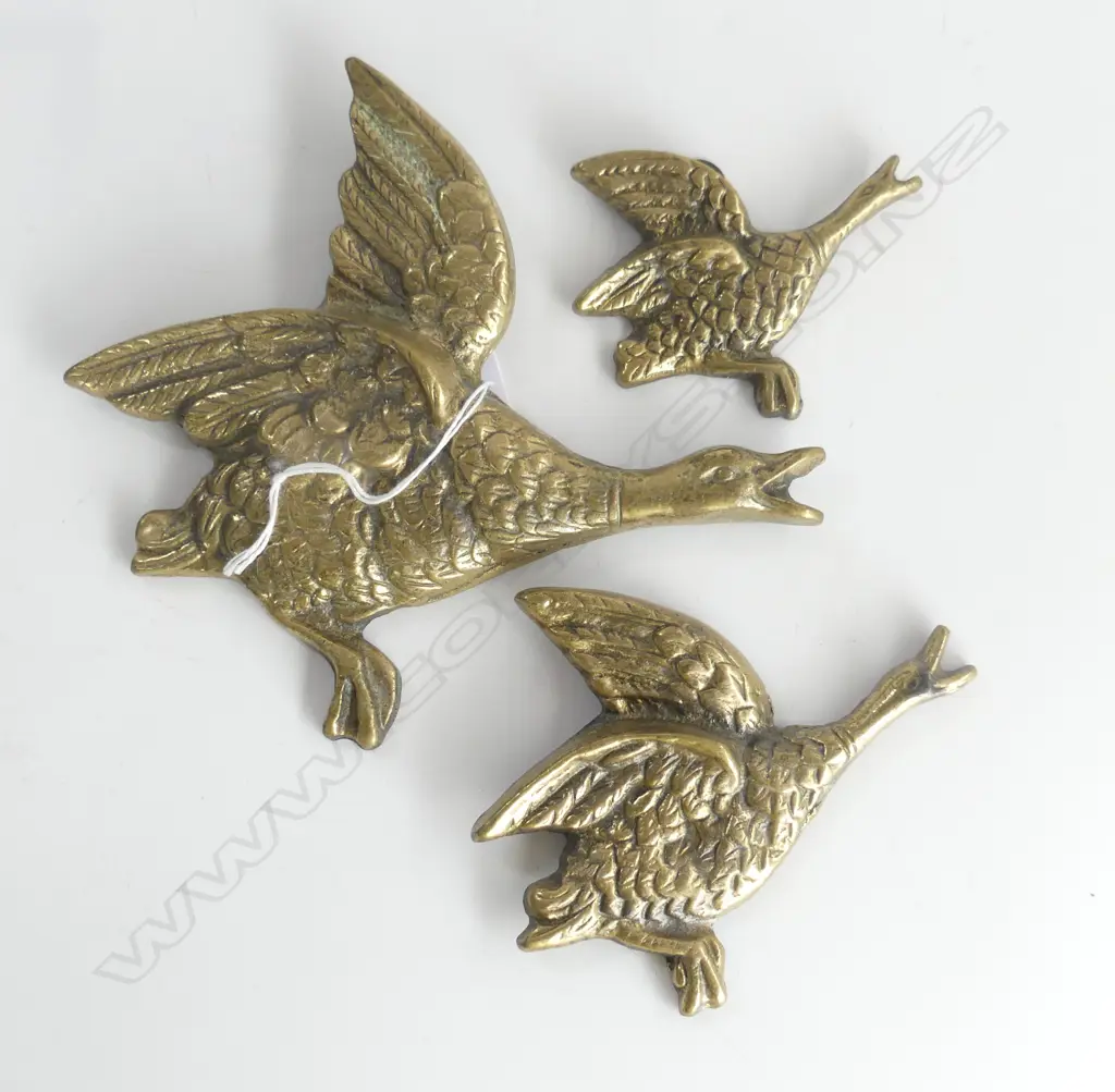 SET OF 3 BRASS WALL DUCKS LARGEST 160MM Image 1++