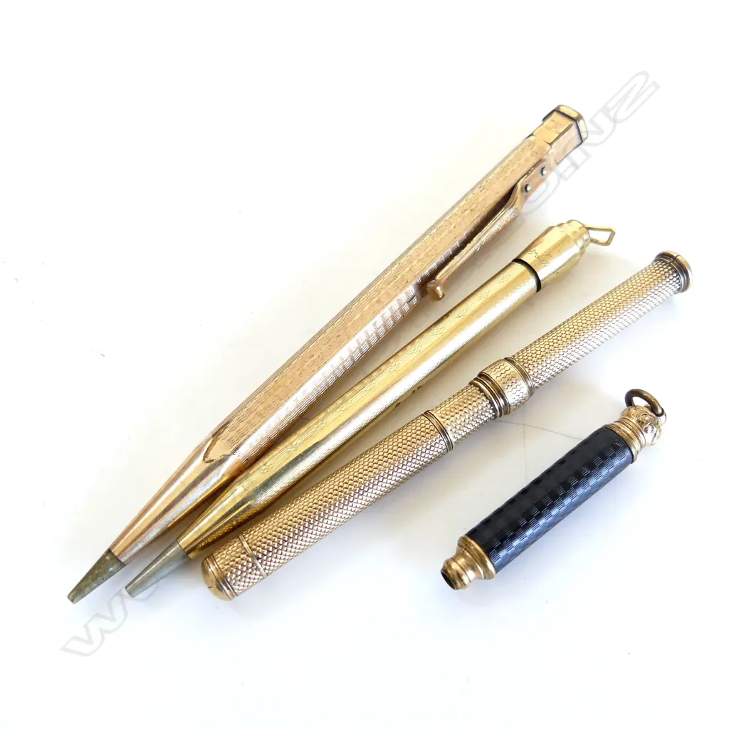 4 VINTAGE GOLD PLATE PROPELLING PENCILS Image 1++